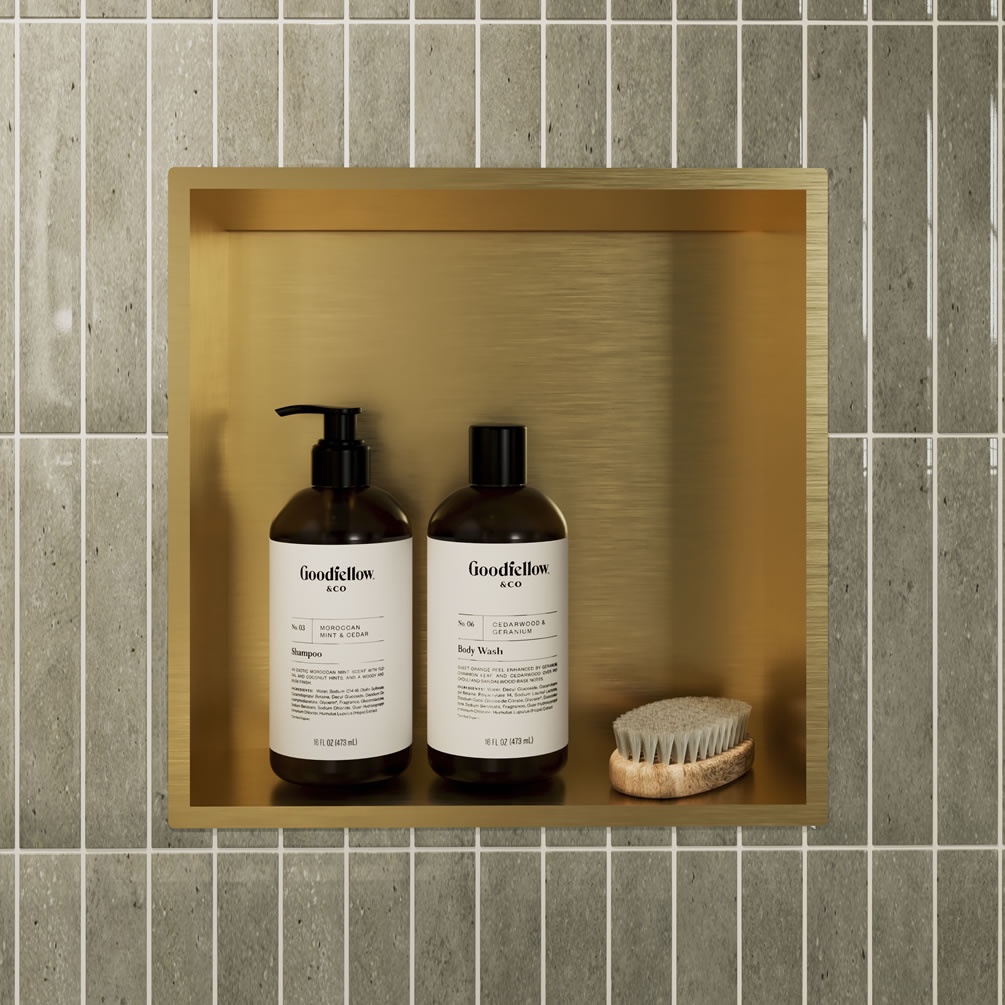 Lifestyle image of Crosswater Brushed Brass 305mm Shower Niche